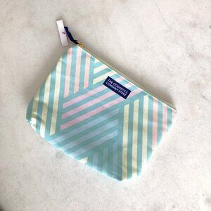 3/$20 - New! Pastel herringbone cosmetic skincare / makeup bag pouch green pink